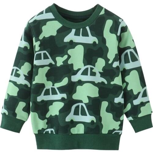 Jumping Meters New Arrival Cartoon Cars Print Autumn Boys Sweatshirts Hot Selling Long Sleeve Childrens Clothes Toddler Hooded