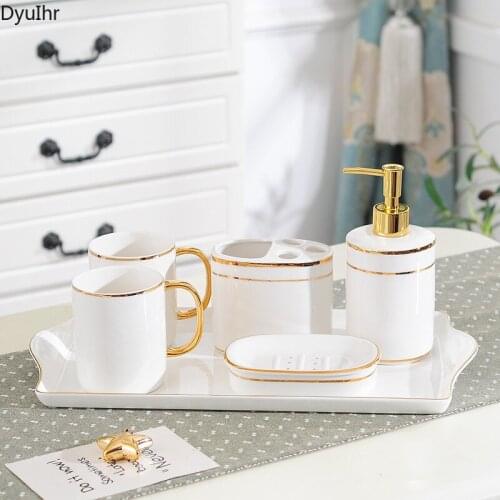Home decoration simple Phnom Penh bathroom five-piece set couple toiletry set bathroom bathroom mouthwash cup light luxury