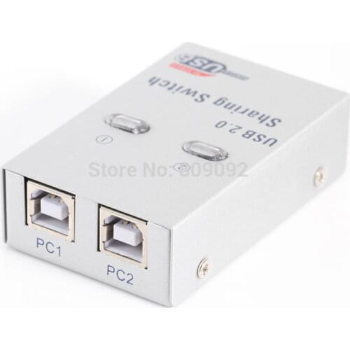 2 Ports USB 2.0 Sharing Switch High Speed 2 Input 1 Output Sharing Switcher Adapter for Computer Printers Scanners