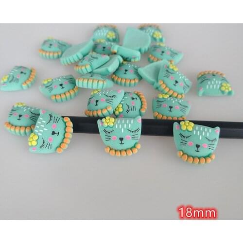 Cat Cabochon Green 20Pcs Kawaii Cute Cats Flat back Resin Cabochons Scrapbooking DIY Jewelry Craft Decoration Accessories