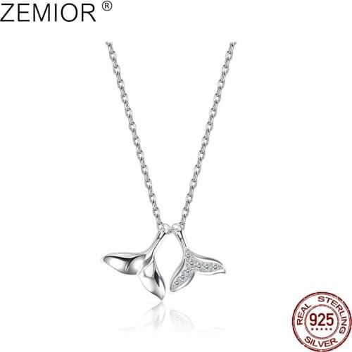 ZEMIOR 925 Sterling Silver Pendant Necklace For Women Pisces Tail Cubic Zirconia Necklace Party Fine Jewelry Trendy 2020 New