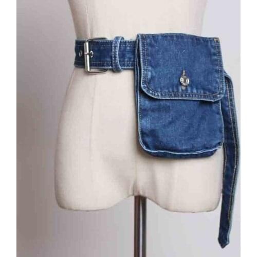SeeBeautiful New Fashion Spring 2021 Summer All-match Metal Pin Buckle Long Girdle Denim Mini Bag Belts Women Y698