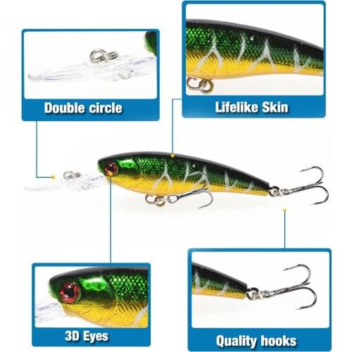 Hot 10 Colors Hard Bait Minnow Fishing lure Bass carp Fresh Salt water japan sea 3D Eyes Wobbler Tackle Crankbait Pesca 9cm 7g