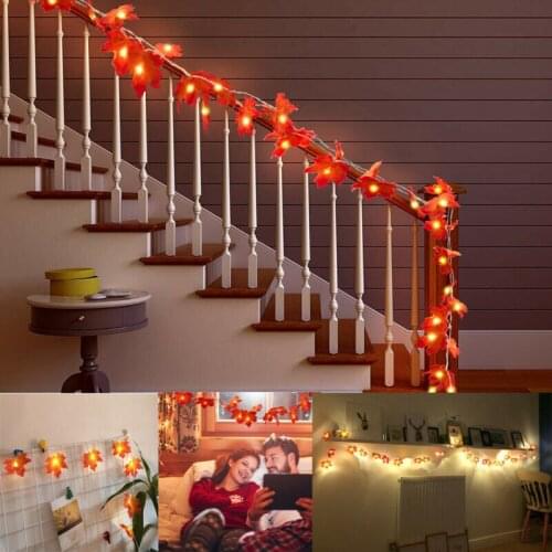 1.5M 2M 3M Halloween Leaf Fairy String Lights Outdoor LED Leaf Lamp with Battery Garland Wedding Party Christmas Decoration