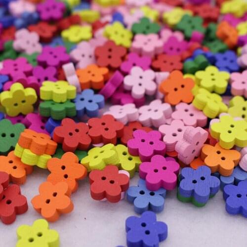 100pcs Mixed Colorful Flower Flatback DIY Wooden Buttons Sewing Craft Scrapbooking Wood Sewing Buttons accessori cucito