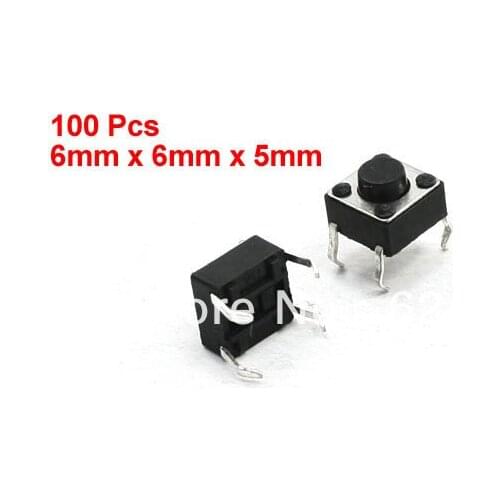 1000 Pcs 6mm x 6mm x 5mm 6x6x5mm 4 Pin 4P PCB Mount DIP Momentary Push Button Tactile Tact Switch