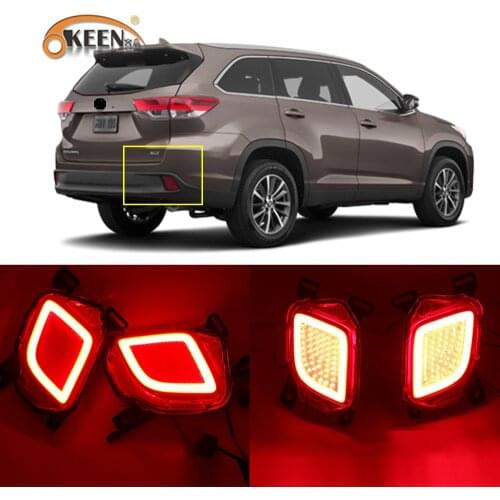2Pcs For Toyota Highlander 2015 2016 2017 2018 2019 Led Rear Bumper Reflector Taillight Fog Brake Driving Turn Signal Light