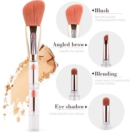 3 Style Portable 4 in 1 Makeup Brushes Sponge Foundation Brush BB Cream/Eye Shadow /Lip/Blush Brushes Professional Beauty Tools