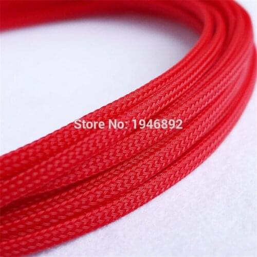 5/10/50/200 Meters Red - High quality 4mm Braid PET Expandable Sleeving High Density Sheathing Plaited Cable Sleeves