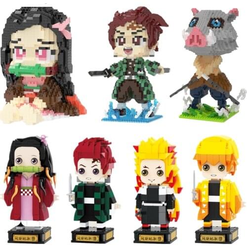 9 Styles Demon Anime Slayer Kamado Tanjirou Kamado Nezuko Agatsuma Zenitsu Rengoku Kyoujurou Figures Model Building Blocks Toys