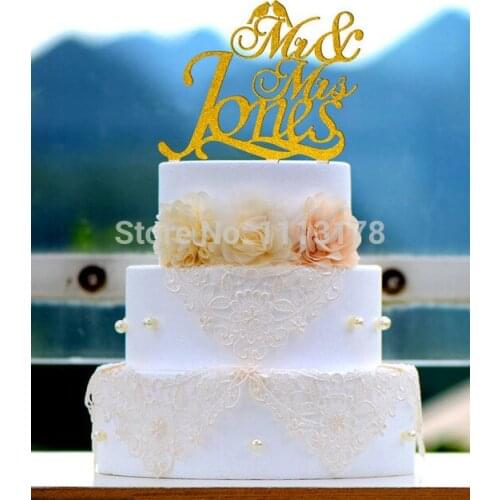 Acrylic Wedding Cake Topper Monogram Mr and Mrs cake Topper Design Personalized with YOUR Last Name party decorations