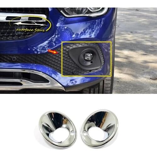2pcs For Mercedes Benz GLA 250 2020 accessories Car Head Front Fog Light Trim Rim Lamp Cover ABS Chrome Car-styling Sticker