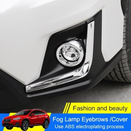 QHCP Car Front Rear Fog Light Frame Cover ABS Chrome Lamp Eyebrow Decoration Trim Sticker Accessories For Subaru XV 2018-2020