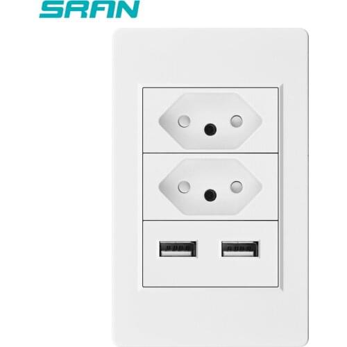 Brazil Socket usb 2A charging PC panel fireproof material home electrical plug wall socket