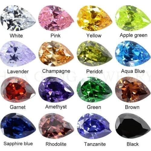 Cubic Zirconia Stone Multicolor Pear Shape Brilliant Cut Loose CZ Stones Synthetic Gems Beads For Jewelry 2x3~13x18mm AAAAA