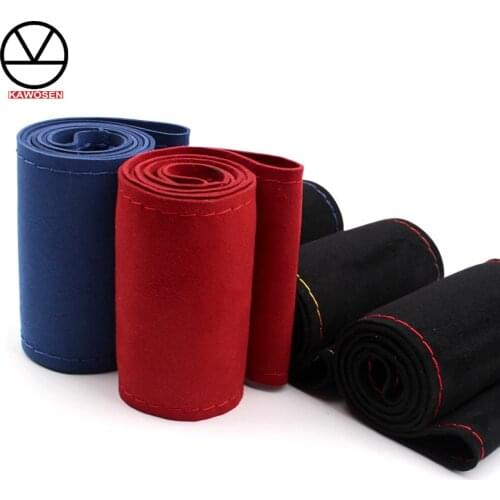 KAWOSEN 37/38cm DIY Car Steering Wheel Cover Micro Fiber Leather Car Steering Cover Needle and Thread Interior Accessorie SWCH19