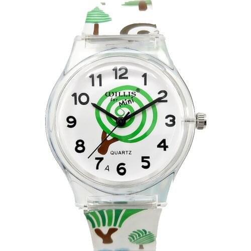 WILLIS Kids Watches Boys Girls Fashion Small Cartoon Tree Silicone Strap Watch Children Bracelet Wristwatch Students Gifts