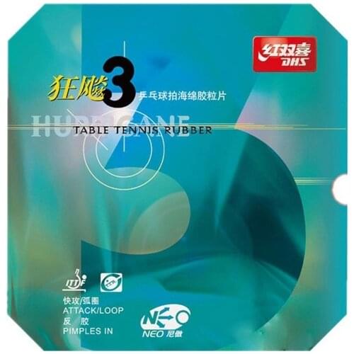 DHS NEO Hurricane 3 (Attack / Loop) Pips-In Table Tennis (PingPong) Rubber With Sponge 2.15mm 2.2mm