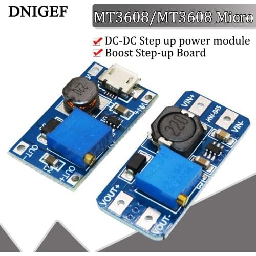 DNIGEF MT3608 Micro DC-DC Step Up Power Supply Converter Booster Module Boost Step-up Board MAX output 28V 2A for Arduino