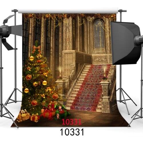 Photography Backdrops Palace Staircase Christmas Tree Photo Backgrounds for Photo Studio Children Kids Photo Shoot Custom