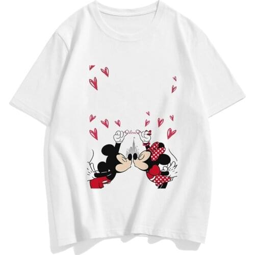 Minnie Kiss Love T Shirt Women Casual Summer Tshirts Cartoon Tees Harajuku Style Graphic Tops Kawaii Female T-shirt Clothes