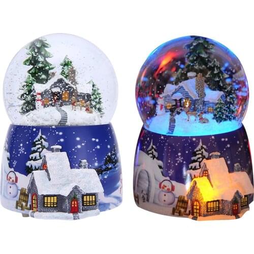 Hot Selling Christmas Crystal Ball Music Box With Light Rotate Birthday Gift Home Decoration New Year Gifts Wedding Useful