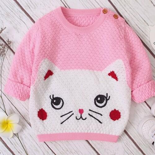 Kaiya Angel Kids Garment Cute Girls Sweater Spring Autumn Coat Seateshirts Warm Cotton Sweaters Long Sleeve Blouses