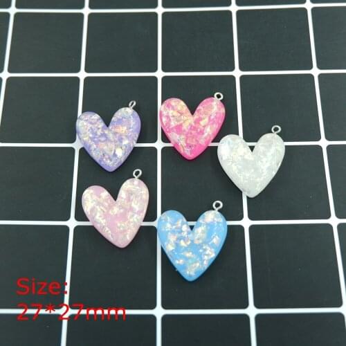 Kawaii Sparkling Heart Charms Pendants for DIY decoration bracelets necklace earring key chain Jewelry Making