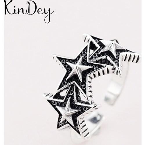Kindey New Trendy Silver Color Star Rings For Women Wedding Men Jewelry Finger Rings Wholesale