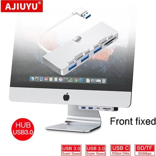 AJIUYU USB 3.0 Hub For iMac 21.5 27 PRO Dock 3 port adapter splitter with TF/SD Card Reader Slim Unibody computer Aluminum alloy