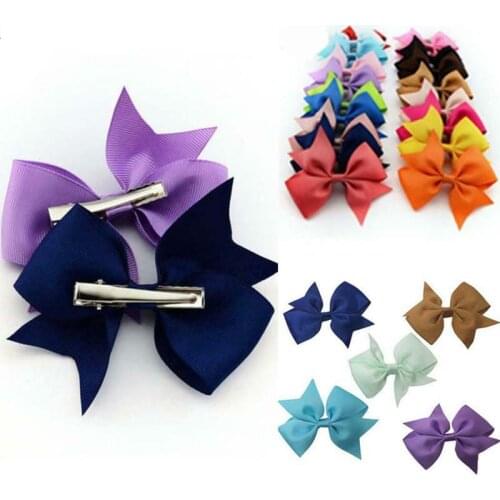 Baby Kids Girls Colourful Party Accessories Alligator Bow Ribbon Children Handmade Cute Hair Clips 4" Bow School