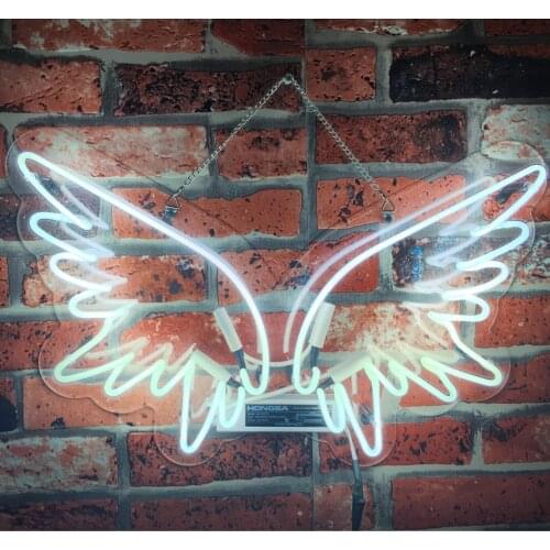 Angel Wings White 14"x10" Acrylic Custom Neon Light Lamp Sign Beer Handmade Real Glass Decorate Home Wall Room Decor Club Tube