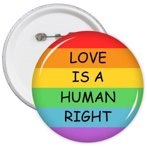 LGBT Rainbow Gay Lesbian Transgender Bisexuals Support Love Is A Human Right Flag Pins Badge Button Clothing Decoration 5pcs