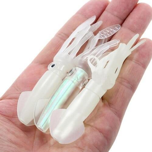 25pcs/Lot Soft Octopus Fishing Bait Luminous 10cm/8g Tassel Squid Lures Artificial Fishing Lure Tackle for Freshwater/Saltwater