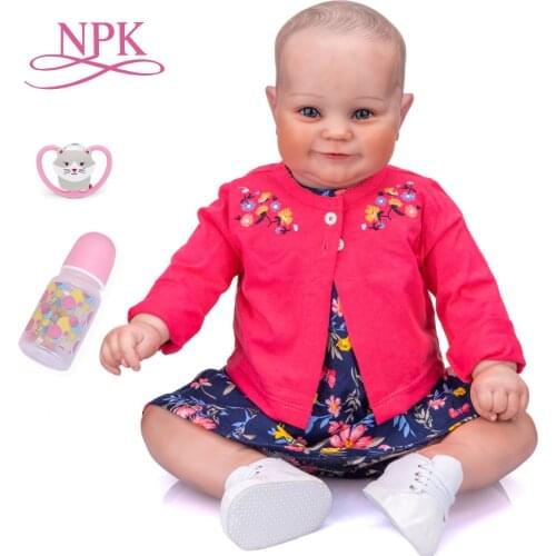 NPK 60CM Huge Original Size Reborn Baby Toddler Girl Maddie Soft Body Hand-Drawing Hair 3D Skin Tone with Veins 3-6Month size