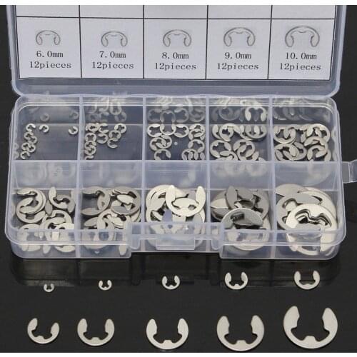 120pcs E-Clip Assortment Kit 304 Stainless Steel Retaining Circlip Set 1.5mm to 10mm For Hardware Accessories