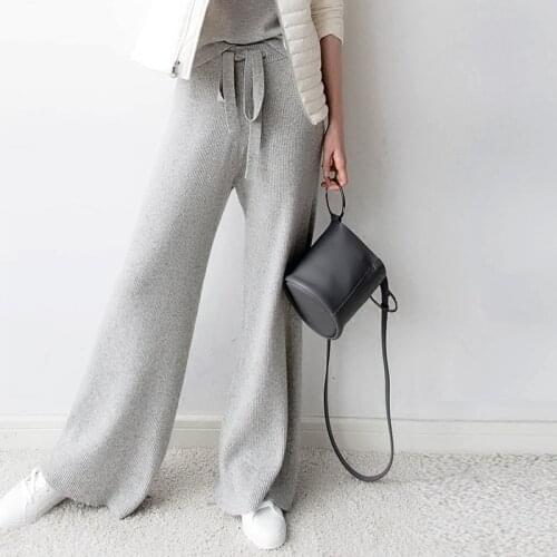 2021 new womens pants cashmere pants womens trousers casual loose wild wool pants autumn and winter knitted warm pants women
