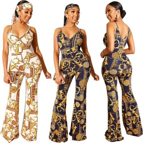 2021 Summer New Cool Sexy Camisole Printed and Dyed Jumpsuit Womens Clothing
