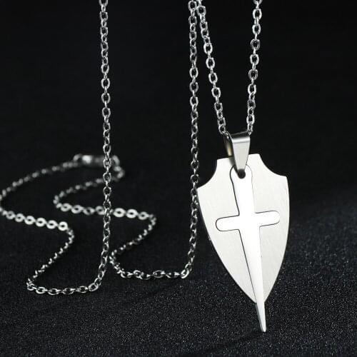 Fashion Gothic Men Stainless Steel Silver Color Necklace Long Chain Cross Pendant Women Jewelry Accessories Party Wholesale