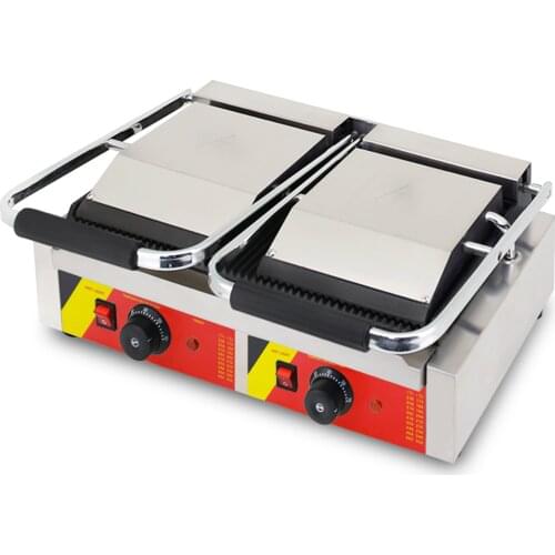 Panini press grill Commercial double plates Cookie Press Machine Professional Electric Grill