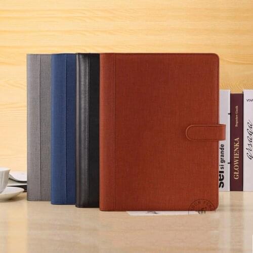 A4 leather folder Padfolio multifunction organizer planner notebook ring binder A4 file folder with calculator 1163