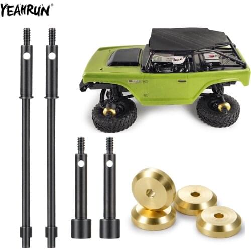 YEAHRUN Front & Rear CVD Drive Shaft Brass Counterweight Balance Weight Wheel Hub Combiner For 1/24 Axial SCX24 90081 RC Car