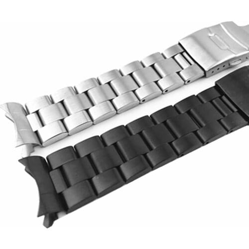 20 22mm Watchband Arc Edge Stainless Steel Strap Arc Mouth bracelet metal band watch band For For Seiko Diy Replace