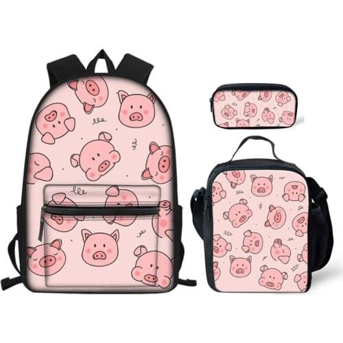 Cartoon Pink Pig Pattern Girls School Bag Women Travel Ladies Bags Childrens Backpack Vintage Kids Backpacks Student Back Pack