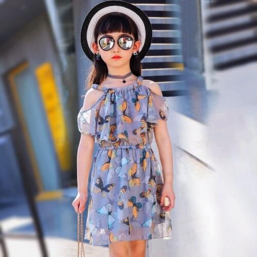 Big girls chiffon dress 2020 summer little girls dresses teenager girl clothes kids vestido size for 3 45 6 7 8 9 10 11 12 years