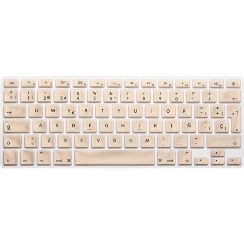 Metallic Gold Spanish UK/EU Silicone Keyboard Cover Skin sticker Protector (5PCS)For MacBook air 13 Pro 13 15 Retina Display