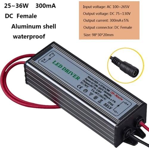 Led drive power panel lamp ballast 25W-36W 300mA constant current waterproof