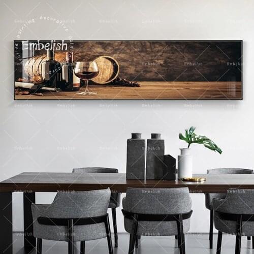 Embelish Modern Kitchen Decor Pictures For Living Room Wine Glass Wooden Barrel Large Canvas Painting Restaurant Wall Art Poster