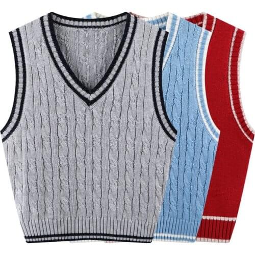 Vintage Girls Soft Cotton Sweaters 2021 Spring Fashion Ladies Sweet Short Knitted Vest Cute Women Knitwear Waistcoat Chic