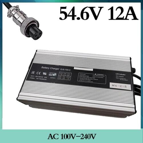 672W 54.6V 12A lithium battery charger for high quality 13S 48V lithium ion electric bike charger with strong heat dissipation